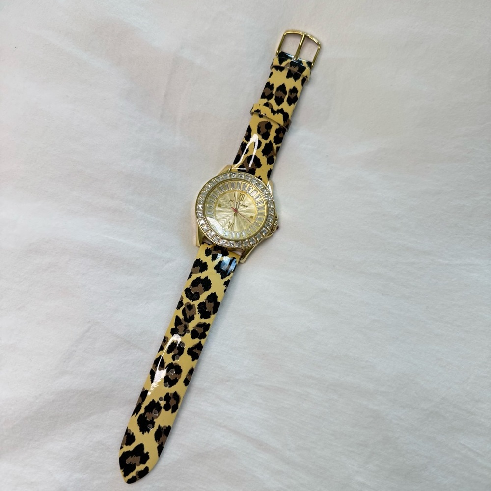 Betsey Johnson Leopard Print Watch with Gold Accents